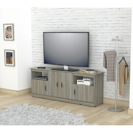 INVAL TV Stand 63 in. W Smoke Oak Fits TVs Up to 60 in. with Storage Doors MTV-16819